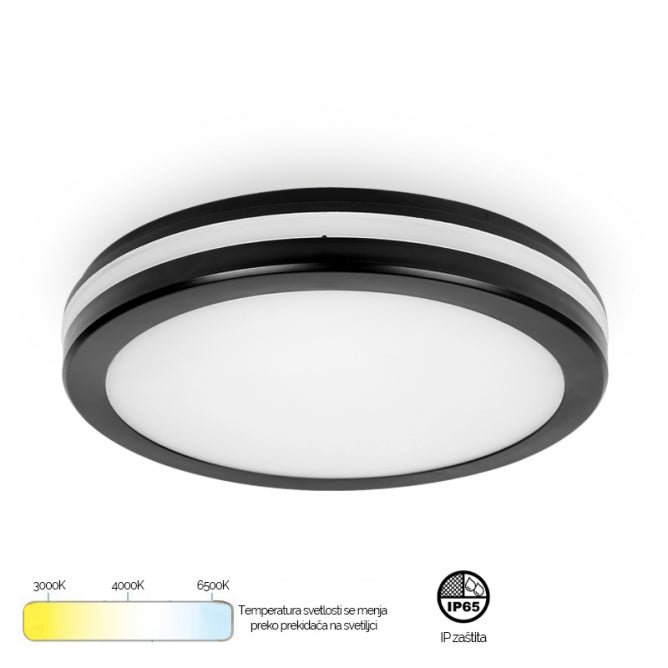 LED PLAFONJERA X09 300 24W 3000/4000/6500K IP65 CRNA BB Link