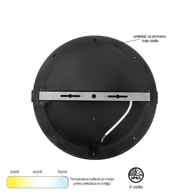 LED PLAFONJERA X09 300 24W 3000/4000/6500K IP65 CRNA BB Link