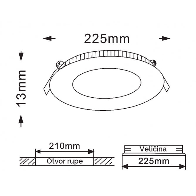 Lep panel KA-C1 18W 6500K CRNI BB Link