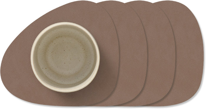 LIND DNA Onderzetters Nupo - Leer - Truffle - 13 x 11 cm - 4 Stuks