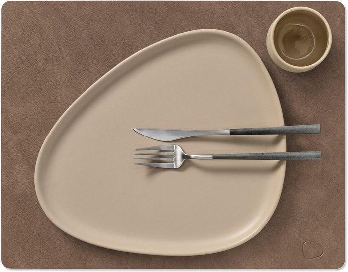 LIND DNA Placemats Nupo - Leer - Brown / Sand - dubbelzijdig - 45 x 35 cm - 2 Stuks
