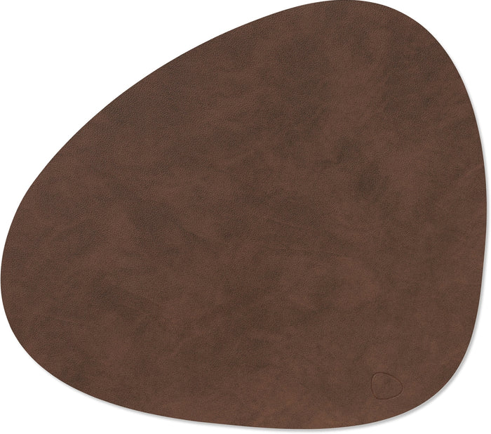 LIND DNA Placemats Nupo - Leer - Dark Brown - Curved - 44 x 37 cm - 2 Stuks