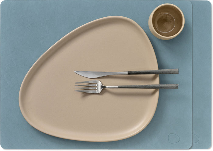 LIND DNA Placemats Nupo - Leer - Lichtblauw 45 x 35 cm - 2 Stuks
