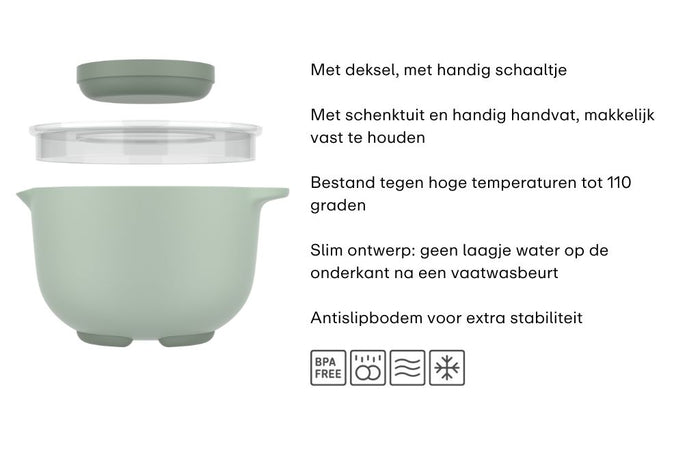 Mepal Beslagkomset Chef It  Nordic Sage 2-delig - Beslagkom met deksel 3 liter + Spatel