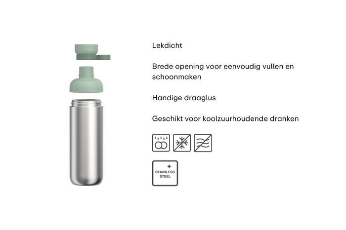 Mepal Drinkbeker / Waterfles Vita Nordic Sage - RVS - 700 ml