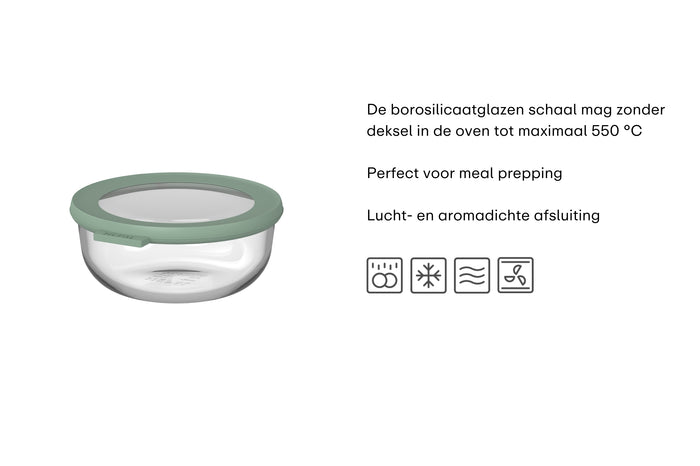 Mepal Glazen Vershoudbakje Cirqula Nordic Sage Rond - 1.25 liter