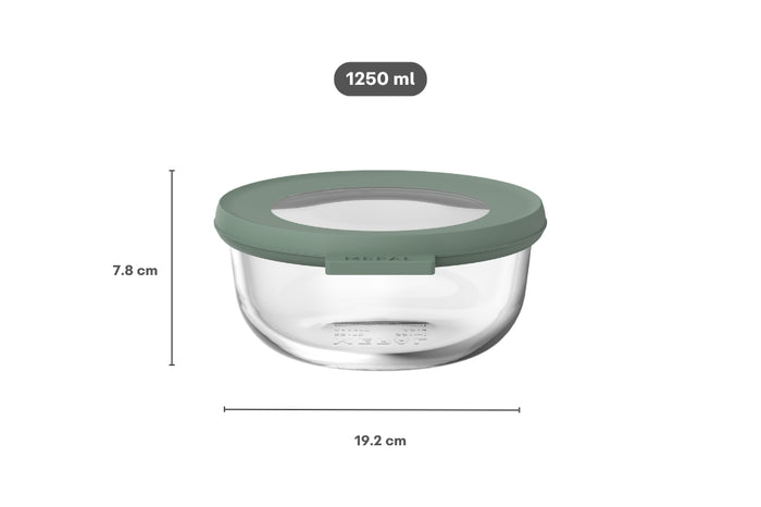Mepal Glazen Vershoudbakje Cirqula Nordic Sage Rond - 1.25 liter