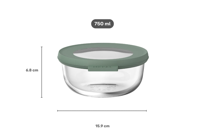 Mepal Glazen Vershoudbakje Cirqula Nordic Sage Rond - 750 ml
