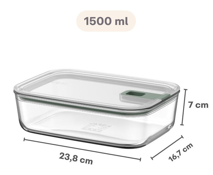 Mepal Ovenschaal / Lasagneschaal met deksel EasyClip Nordic Sage - Glas - 1.5 liter