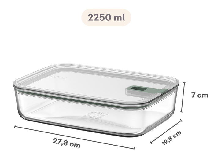 Mepal Ovenschaal / Lasagneschaal met deksel EasyClip Nordic Sage - Glas - 2.25 liter