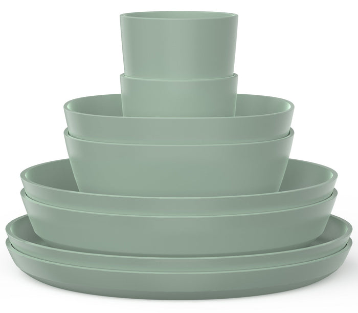 Mepal Serviesset Silueta Nordic Sage 8-delig / 2 personen - 2 borden, 2 diepe borden, 2 kommen en 2 bekers