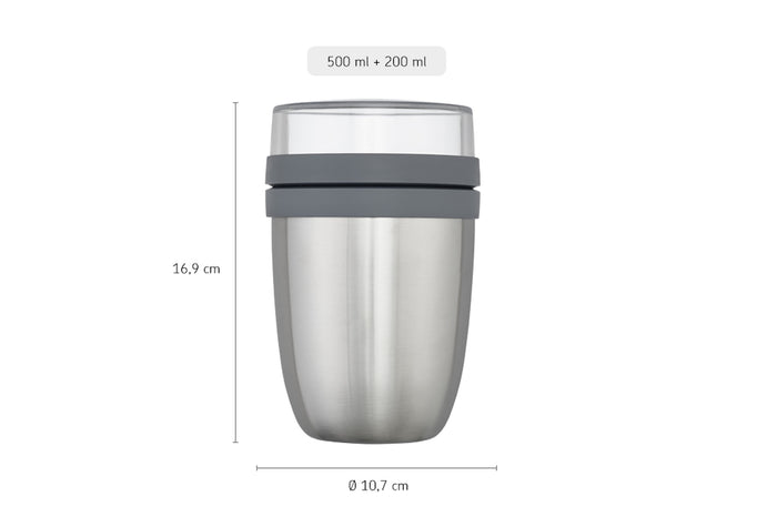 Mepal Thermos Yoghurt Beker / Muesli Beker / Lunchpot Ellipse Vivid Mauve - 500 ml + 200 ml