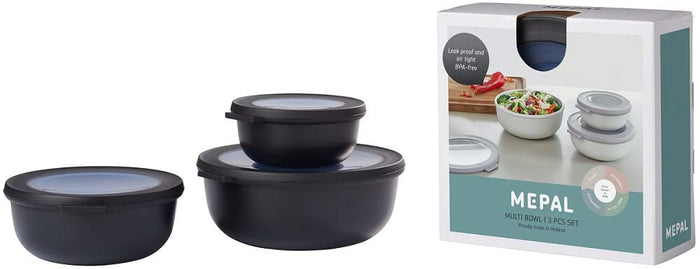 Mepal Vershoudbakjes Cirqula Nordic Black Rond 3-delig - 350 ml + 750 ml + 1.25 liter