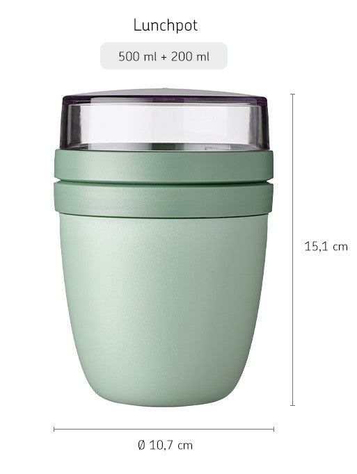 Mepal Yoghurt Beker / Muesli Beker / Lunchpot Ellipse Vivid Mauve - 500 ml + 200 ml