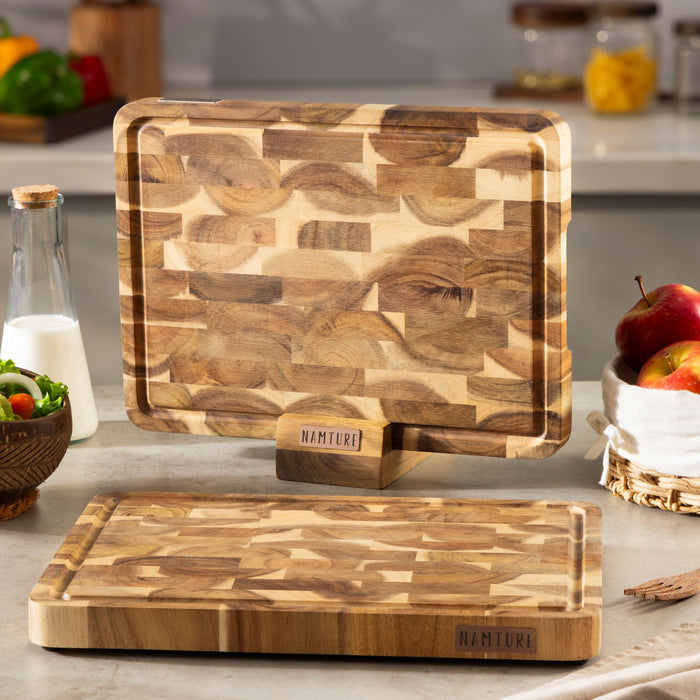 Namture Houten Snijplank Acacia Kopshout L - 33 x 24 cm - Houten Snij- en Bereidingsplank