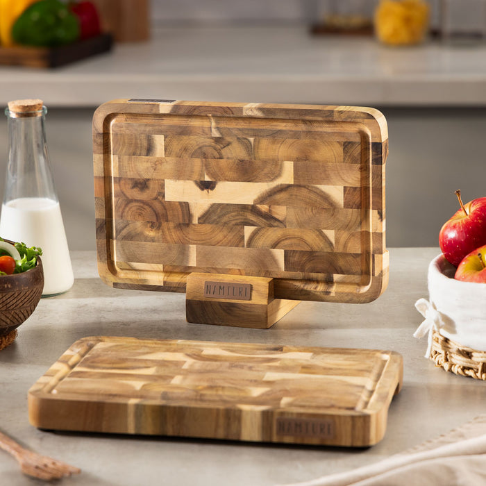 Namture Houten Snijplank Acacia Kopshout M - 28 x 18 cm - Houten Snij- en Bereidingsplank