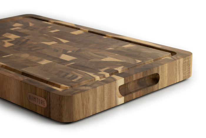 Namture Houten Snijplank Acacia Kopshout M - 28 x 18 cm - Houten Snij- en Bereidingsplank