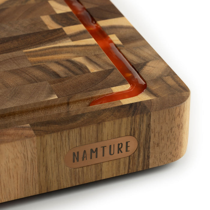 Namture Houten Snijplankenset Acacia Kopshout 2-delig - M & XL - Houten Snij- en Bereidingsplanken