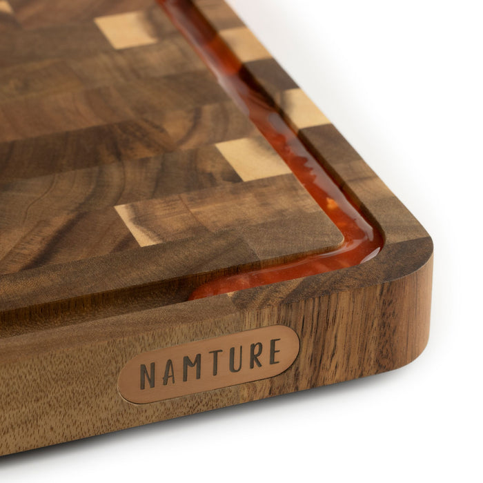 Namture Houten Snijplankenset Acacia Kopshout 3-delig - M, L & XL - Houten Snij- en Bereidingsplanken