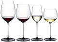Riedel Wijnglazenset Fatto A Mano Black Tie - Bordeaux Grand Cru, Burgundy Grand Cru, Riesling & Oaked Chardonnay - 4 Stuks