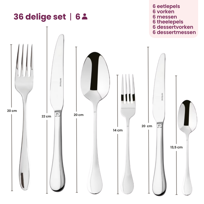 Sambonet Bestekset Bloom - RVS - Monoblock - 36 delig / 6 personen