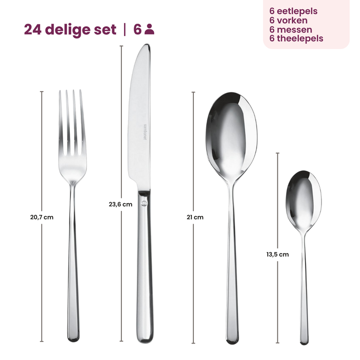 Sambonet Bestekset Linear - RVS - 24 delig / 6 personen