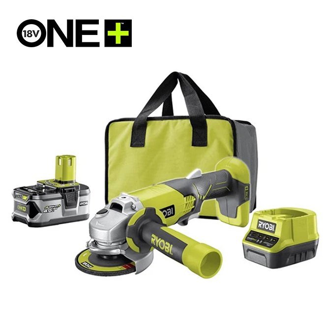Set akumulatorska ugaona brusilica (115mm) + punjač + baterija 4Ah (18V ONE+™) R18AG-140S RYOBI