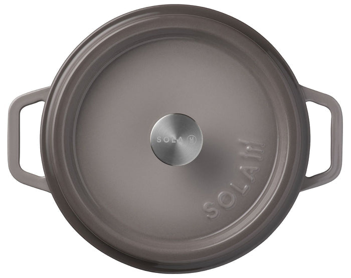 Sola Braadpan met deksel Gietijzer - Grijs - ø 28 cm / 5 Liter - geëmailleerde anti-aanbaklaag