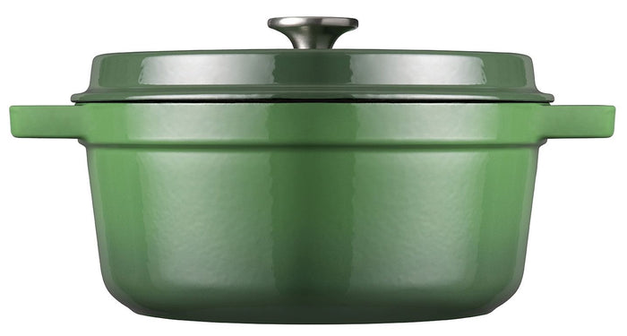 Sola Braadpan met deksel Gietijzer - Groen - ø 24 cm / 3.2 Liter - geëmailleerde anti-aanbaklaag