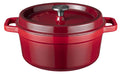 Sola Braadpan met deksel Gietijzer - Rood - ø 24 cm / 3.2 Liter - geëmailleerde anti-aanbaklaag