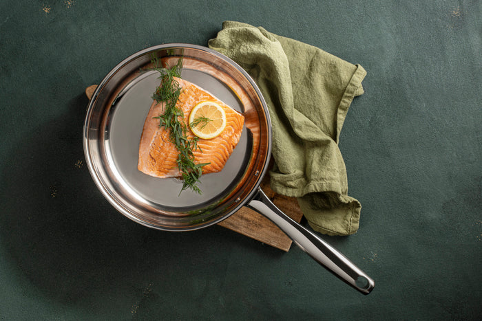 Sola Koekenpannenset Green Cooking+ Triply RVS 2-Delig - ø 24 en 28 cm - geschikt voor alle warmtebronnen - zonder anti-aanbaklaag