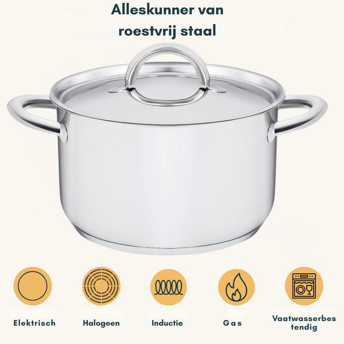 Sola Pannenset Blizz 4-Delig RVS - Kookpan ø 16, 18, 20 cm & Steelpan ø 16 cm - geschikt voor alle warmtebronnen