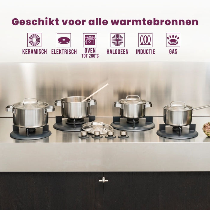 Sola Pannenset Ruby 5-Delig Premium Triply RVS - Kookpan ø 16, 18, 20, 24 cm & Steelpan ø 16 cm - geschikt voor alle warmtebronnen