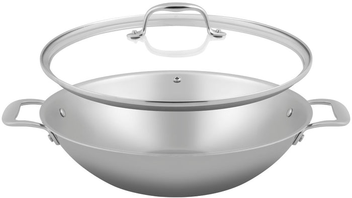 Sola Wokpan met deksel Green Cooking+ Triply RVS ø 32 cm - geschikt voor alle warmtebronnen - zonder anti-aanbaklaag