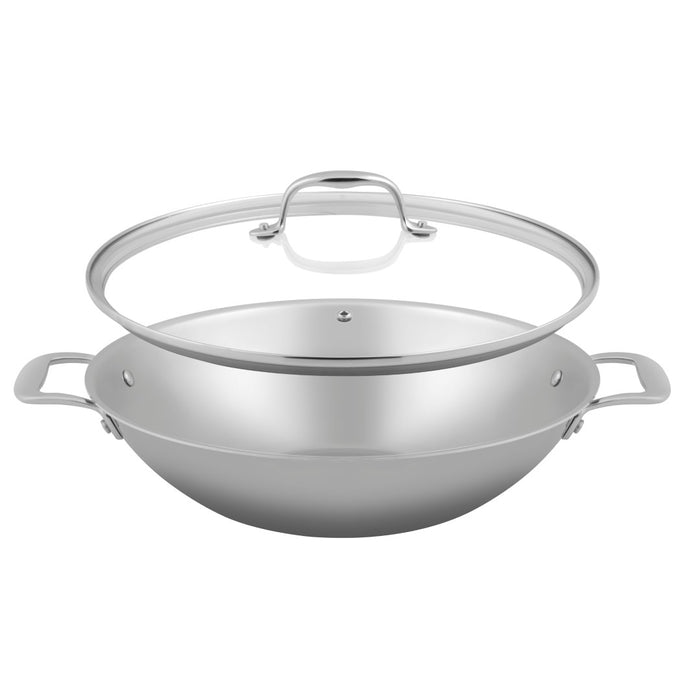 Sola Wokpan met deksel Green Cooking+ Triply RVS ø 32 cm - geschikt voor alle warmtebronnen - zonder anti-aanbaklaag