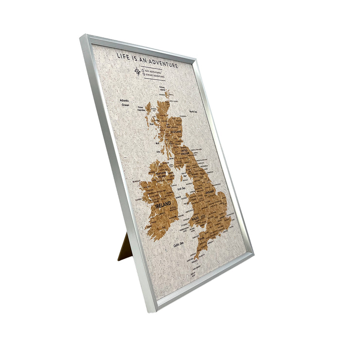 Splosh - Travel Map - UK XL Desk - White with Silver Frame