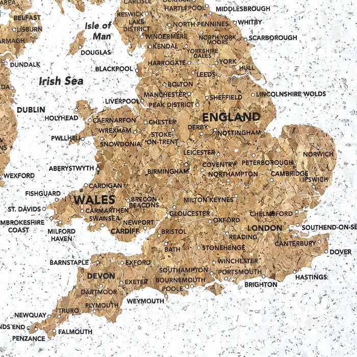 Splosh - Travel Map - UK XL Desk - White with Silver Frame
