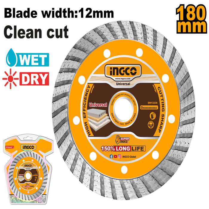 Turbo dijamantska ploča za suvo i mokro sečenje DMD031801 Ingco