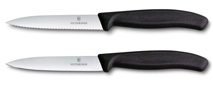 Victorinox Officemessenset Swiss Classic Zwart 2-delig - Gekarteld & Glad Officemes