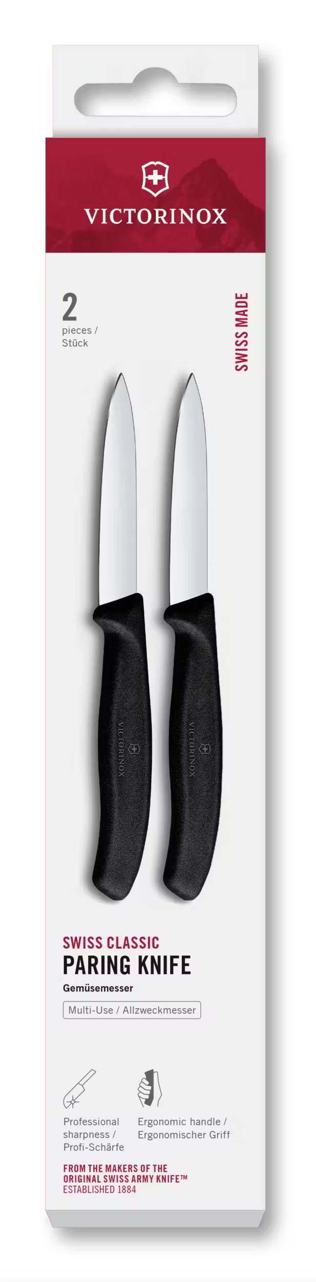Victorinox Schilmesjes Swiss Classic Zwart - 8 cm - 2 stuks
