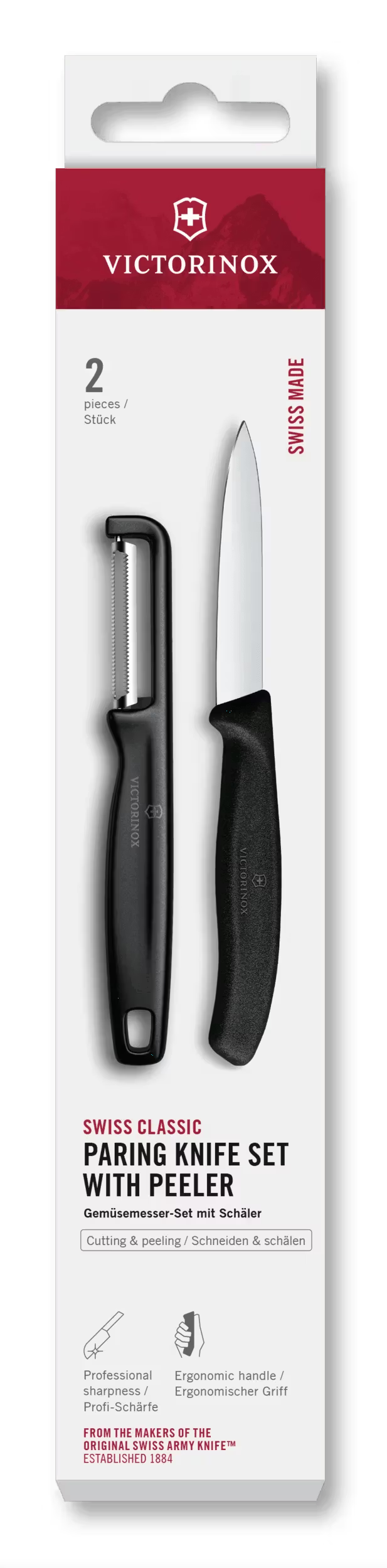 Victorinox Schilmessenset Swiss Classic Zwart 2-delig - Schilmes & Rechte Dunschiller