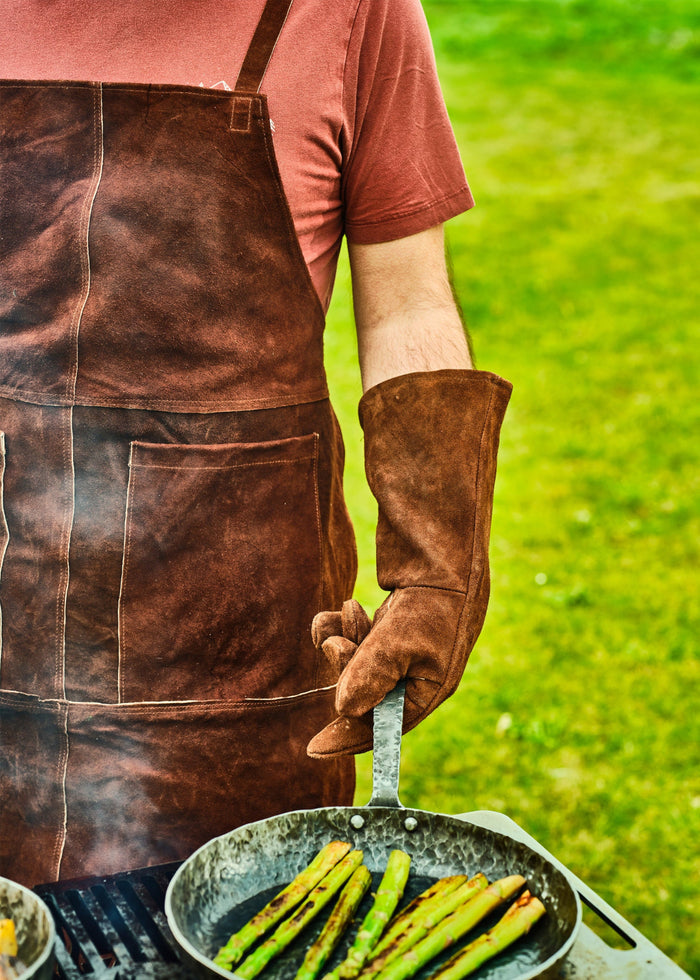 White Fire BBQ Handschoenen / Ovenhandschoenen Leer - Bruin - 2 stuks