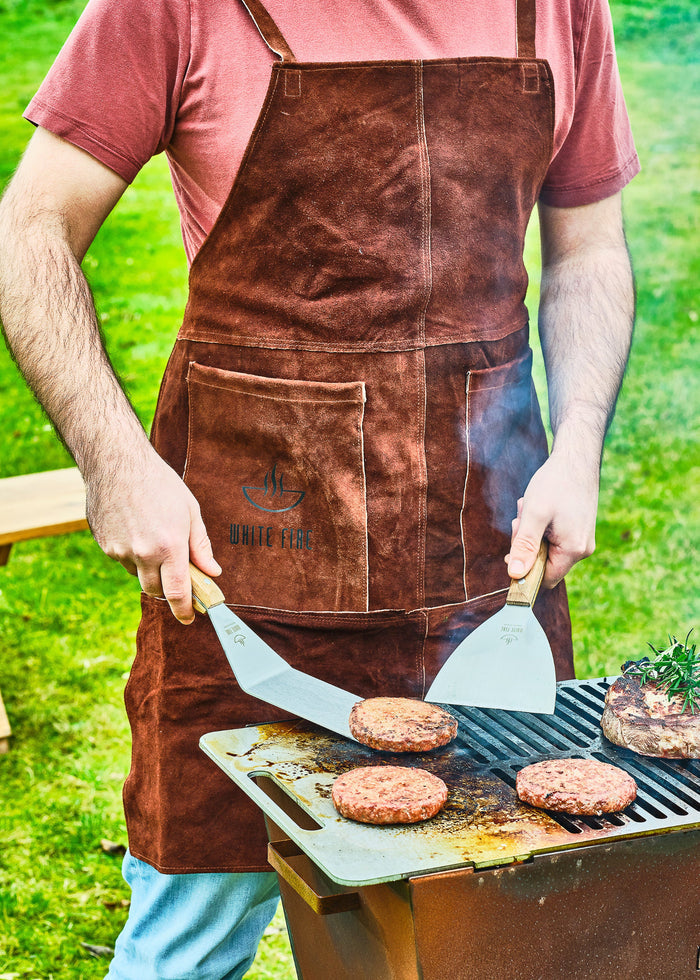 White Fire BBQ Schort & Handschoenen Leer - Bruin - 3-delig
