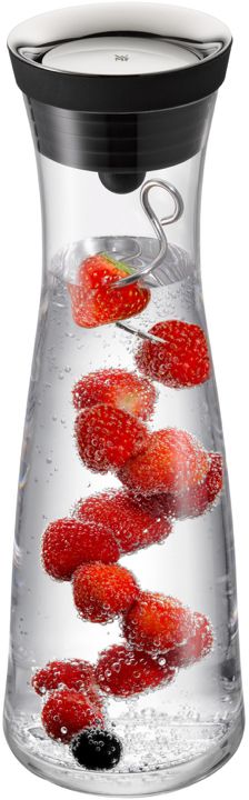 WMF Karaf / Waterkaraf - Basic - Drupvrij - Incl. Fruitfilter - Zwart / Zilver - 1.5 liter