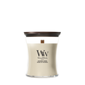 WoodWick Geurkaars Medium Patchouli Crème - 11 cm / ø 10 cm - Geurkaars in Glas - Houten Lont