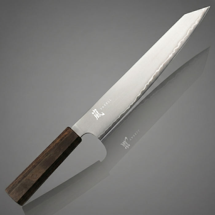 Yaxell Vleesmes Hana 23 cm - 3 laags RVS - donkerbruin Pakkahouten heft